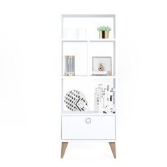 BERGEN Slim Bookcase, White
