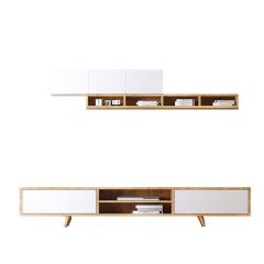 ELSA 170cm TV Cabinet With Shelving Unit Set, Oak-White