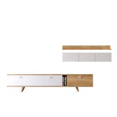 LUKA 170cm TV Cabinet & Shelving Unit, Oak-White