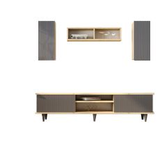 NERO 170cm TV Cabinet  & Shelving Set, Oak-Anthracite