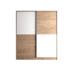 TUANA 160cm Sliding Door, Mirrored Wardrobe, Oak-White
