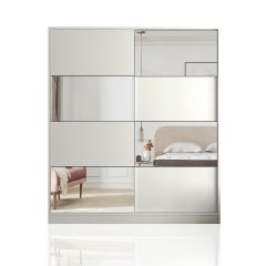 NERO 160cm Mirrored Sliding Door Wardrobe, White