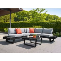 ORCHID Outdoor Corner Sofa, Table Set, Grey-Black