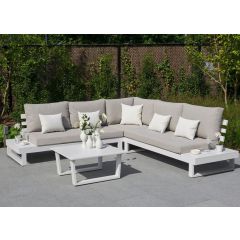 ORCHID Outdoor Corner Sofa, Table Set, Grey-White