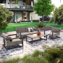 HERA4 Setaer Outdoor Sofa, Table Set, Brown-Black