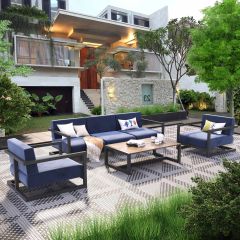 HERA 5 Setaer Outdoor Sofa, Table Set, Navy-White