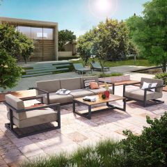 HERA 5 Setaer Outdoor Sofa, Table Set, Brown-Black