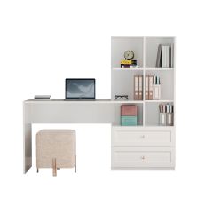 FREDO Computer Desk, Bookcase Unit, White