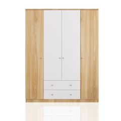 SAPPHIRE 4 Door 2 Drawer Wardrobe, Oak-White