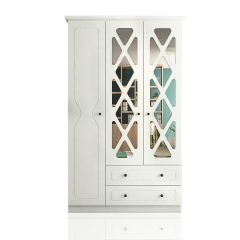 SIENA 3 Door 2 Drawer Mirrored Wardrobe, White