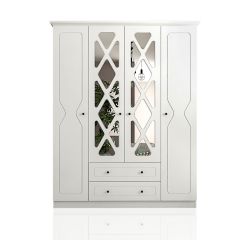 SIENA 4 Door 2 Drawer Mirrored Wardrobe, White