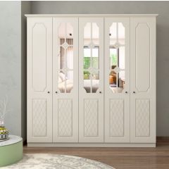 THEO 5 Door Mirrored Wardrobe, White