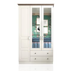 ASHTON 3 Door 2 Drawer Mirrored Wardrobe, White
