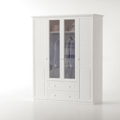MARLA 4 Door 2 Drawer Mirrored Wardrobe, White