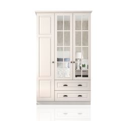 HEDLEY 3 Door 2 Drawer Mirorred Wardrobe, White