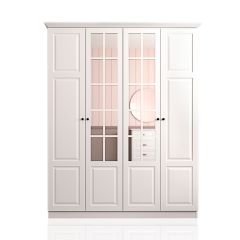 HEDLEY 4 Door 2 Drawer Mirorred Wardrobe, White