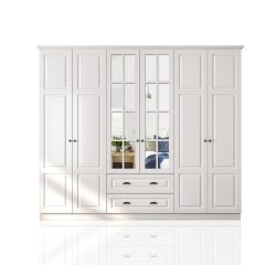 HEDLEY 6 Door 2 Drawer Mirorred Wardrobe, White