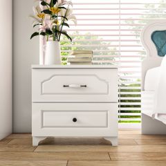 JULES 2 Drawer Bedside Table, White