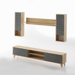 KRO 170cm TV Unit/Entertainment Cabinet With Shelving, Oak-Anthracite