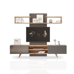 OTTO 180cm TV/Media Cabinet With Shelving, Oak-Anthracite