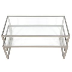 ASTA Glass Nesting Coffee Table Set, Silver