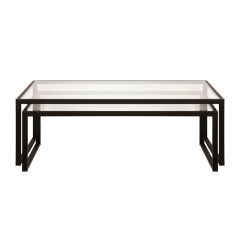 ASTA Glass Nesting Coffee Table Set, Black